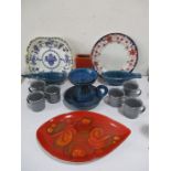 Cer Paoli, Italy pottery candlestick and dishes, Poole dish etc.