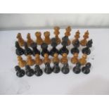 A vintage wooden chess set