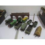 A collection of O gauge tin plate Hornby by Meccano railway items and track etc