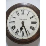 A small wall clock, "Newporte, England"- dial diameter 8 inches, A/F