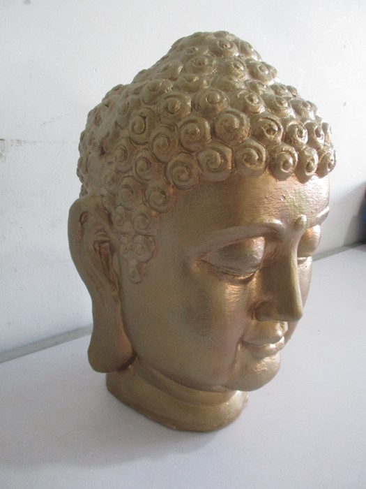 A gilt Buddha head, 27.5cm height - Image 2 of 5