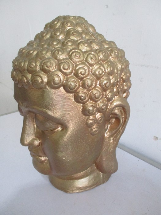 A gilt Buddha head, 27.5cm height - Image 3 of 5