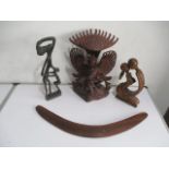 A collection of wooden African carvings