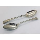 Two hallmarked silver serving spoons, 1781 and 1801