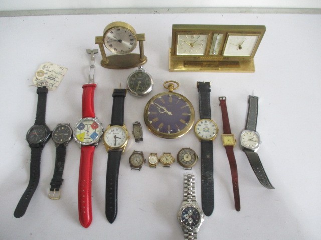 A collection of watches, pocket watches and clocks including replica Jacob & Co, Seiko, Sekonda,