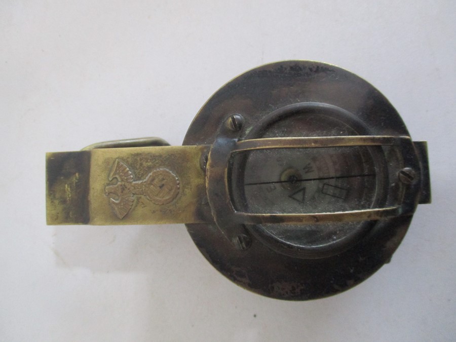 A WWI brass compass with later German insignia added - Image 2 of 6