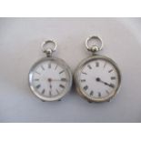 Two 935 silver ladies fob watches