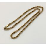 A 9ct gold rope chain - 6.2g 46cm length