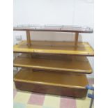 An Art Deco oak central shop display unit with chrome railings and adjustable shelves