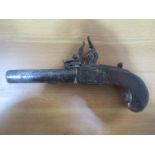 An 18th/19th century Sharpe & Keene, London pocket flintlock pistol A/F