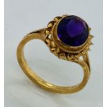 A 9 ct gold amethyst ring, size K