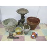 Garden pots, birdbath etc.