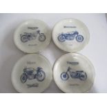 Four limited edition plates with motorcycle on including Norton Manx, Triumph Grand Prix,