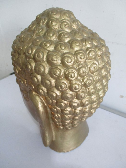 A gilt Buddha head, 27.5cm height - Image 4 of 5