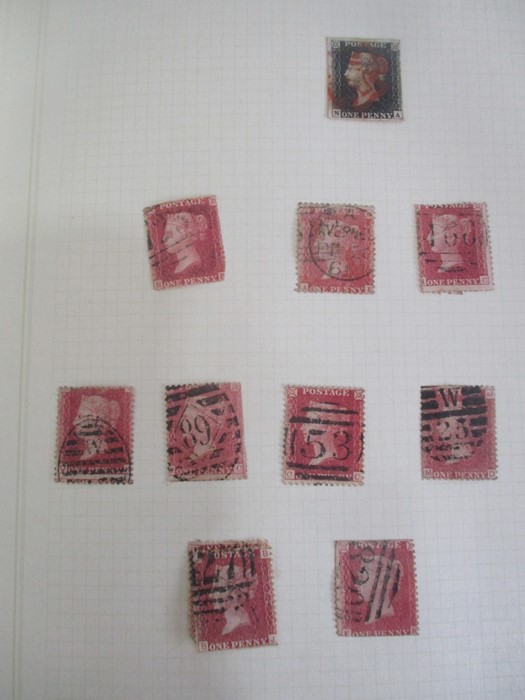 A stamp album containing various Victorian - 1970's British stamps including a Penny Black, Penny