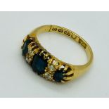 A Victorian 18ct gold diamond and sapphire ring, size J