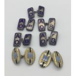 Two pairs of silver and enamel Ancient Order of Froth Blowers cufflinks and one other along with a