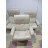 Three Danish leather Ekornes Stressless recliner chairs