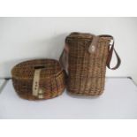 Two wicker fishing creels