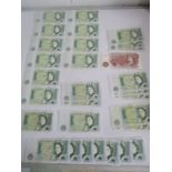 A collection of £1 notes ( 29) with consecutive runs along with a 10 shilling note