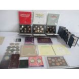A collection of various proof set coins, crowns etc.