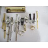 A collection of various watches including Rotary, Citizen, DKNY etc