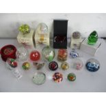 A collection of paperweights including Caithness, Rosethal etc