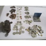 A collection of various GB and foreign coins