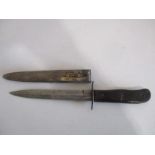 A trench knife in metal scabbard, blade length 16.5cm