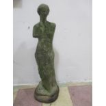 A weathered garden statue of Venus de Milo, 92cm height