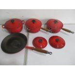 Four Le Crueset pans etc