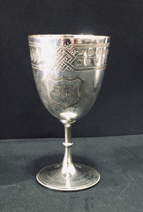 4 silver plated shooting trophies all presented to Private R W Purvis, all dated 1887 - Image 4 of 5