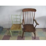 A Windsor stickback carver chair- A/F, along with one other