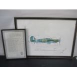 A print of a hurricane commemorating the 40th anniversary of the battle of Britain, Summer 1980,