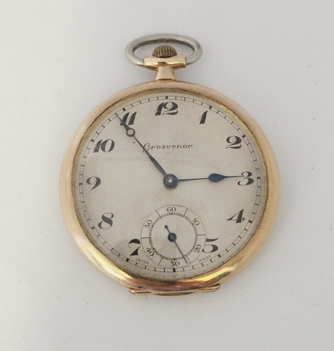 A 9ct gold 'Grosvenor' pocket watch with subsidiary second dial - Image 3 of 3