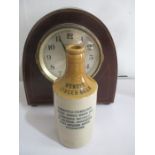 A Mumby's stoneware ginger beer bottle along with an Edwardian mantle clock ( replacement quartz