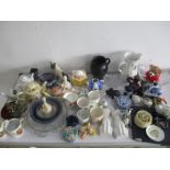A collection of various china including Beswick cat, Shelly, Sadler, Wade etc- in two boxes