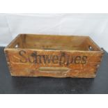 A vintage Schweppes crate