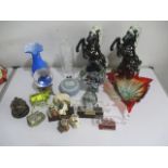 A collection of various glassware, china, figures etc