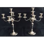 A pair of hallmarked silver 5 branch candelabra by Hawksworth Eyre Ltd, 1901.Inscribed "presented to