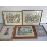 A collection of watercolours, prints etc