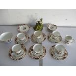 A Balmoral tea set along with a Royal Doulton lady figure " Simone"