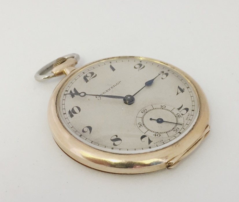 A 9ct gold 'Grosvenor' pocket watch with subsidiary second dial