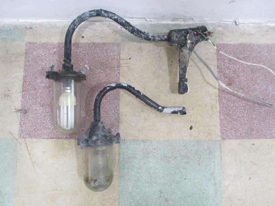 An industrial corner mounted lamp along with one other ( A/F)