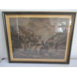 A framed George Morland mezzotint "The Thatcher"