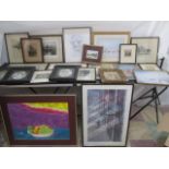 A collection of various framed prints etc