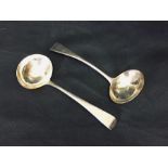 A pair of Georgian hallmarked silver ladles, London 1799 by Solomon Hougham, total weight 96.1g