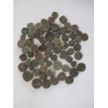 A collection of Indian/Mughal coins, mainly base metals