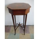 An inlaid Edwardian octagonal plant stand