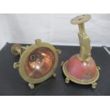 A pair of copper and brass adjustable ship lights - stamped Kondu